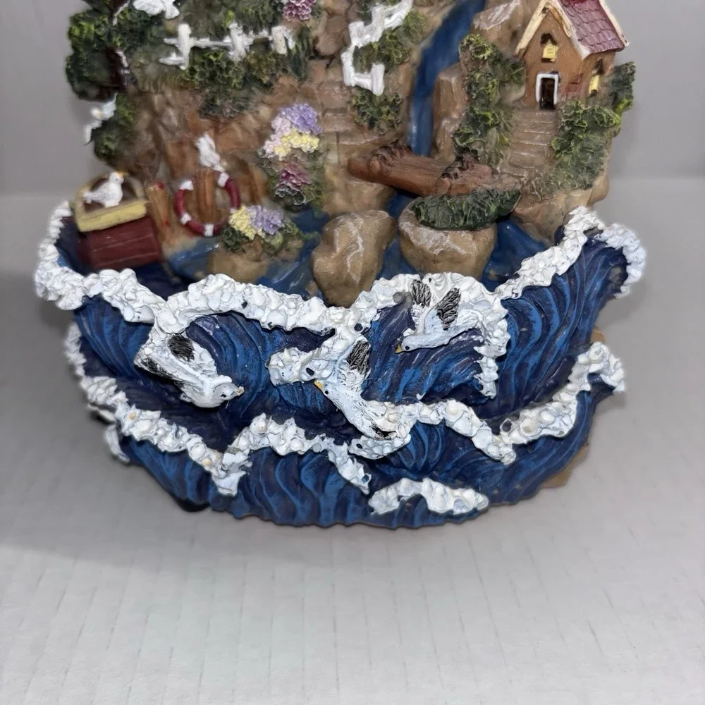 Vintage Lighted Lighthouse Waterfall Fountain Collectible Seagull Sounds 9